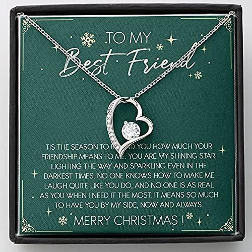 Colar artesanal - colar de melhor amigo, colar de colar de amor para sempre cartão de mensagem, Natal, presente de formatura,