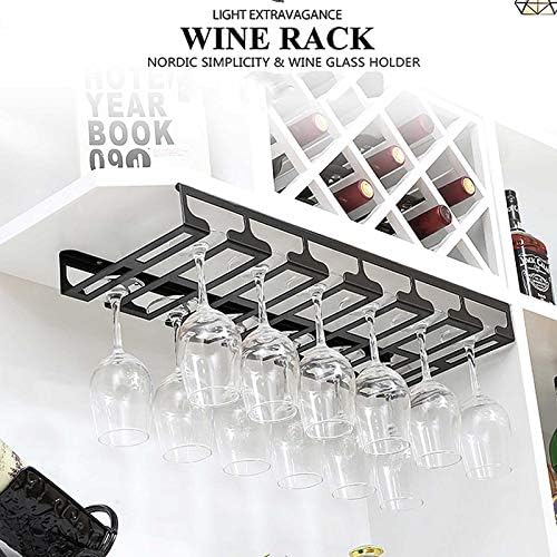Omoons Wine racks vinhos garrafa de vidro portadores de vidro para pubs portadores de copo de vinho sob copos de cabeça para baixo para armário para armário/preto