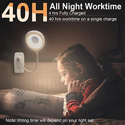 Clipe de lâmpada de mesa de mesa LED DEEPlite na lâmpada clipe alimentado por bateria na luz leve do livro para a cama, com memória