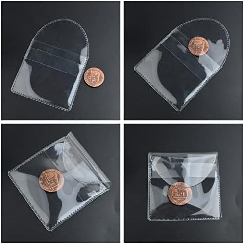 50pcs de bolso de bolso de bolso único titulares individuais de bolso de plástico transparente Pouca Pouch Protector Site de coleção para jóias de moedas e armazenamento de itens pequenos, 5,6 x 5,3 cm
