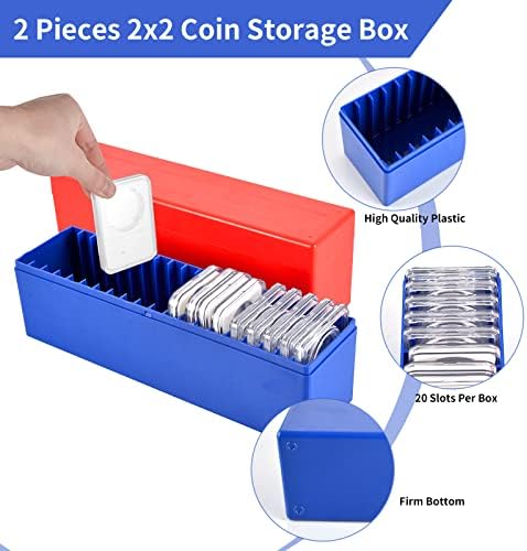 4 peças 2x2 Caixa de armazenamento de moedas de moedas Caixas de armazenamento de moedas para colecionadores de moedas