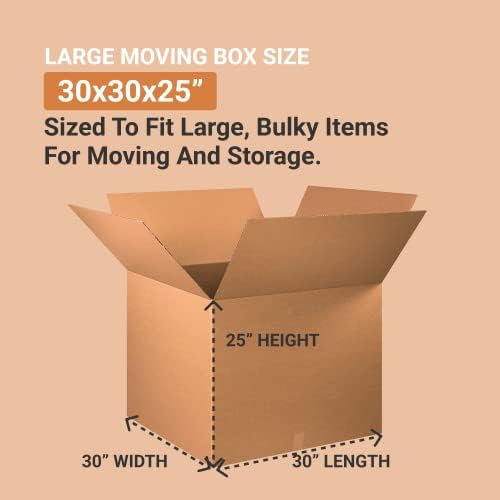 Caixas de movimento Aviditi Médio Grande 30 L x 30 W x 25 H, Fita de embalagem pesada de 5 pacote e escocês, 1,88 x 22,2