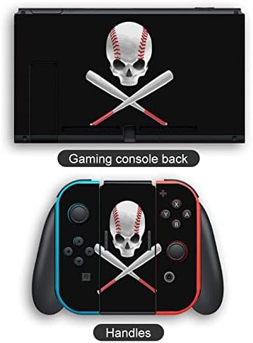 Baseball Skull e Bats Adreters de embrulho completo Skin Skin Splate Setes Protetive Stickers compatíveis para Nintendo Switch