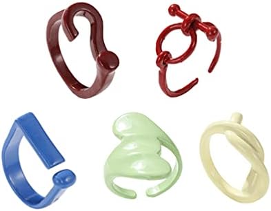 Happyyami 5pcs anéis de dedo coloridos anéis de corrente grossa anel de corrente moderna anel de dedo aberto anéis de anel empilhados