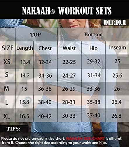 Conjuntos de treinos nakaah para mulheres com cintura alta de altas colheitas fofas de ioga roupas de duas peças para