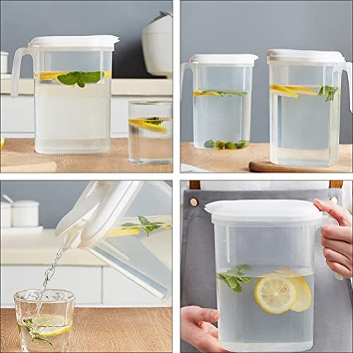 Jarra de água de vidro de hemotão jarro de água fria com jarros de bebida de tampa Texinho de chaleira de plástico para limonada