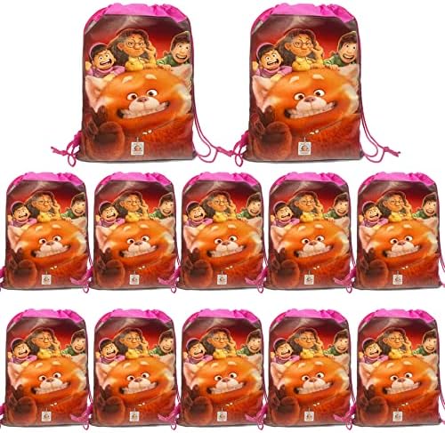 12 Pack Turning Red Party Supplies Favors Sacos de cordão para o aniversário de crianças como saques de pilhagem e guloseimas para