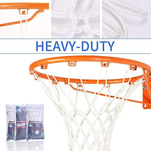 Spring Meow Basketball Net Substituição - Ultra Heavy Duty 21 polegadas Rede de aro para todo o clima para aro padrão externo