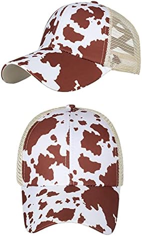 Cap de beisebol com estampa de vaca feminina Capas de beisebol unissex Ajustável Hat de algodão casual de algodão para