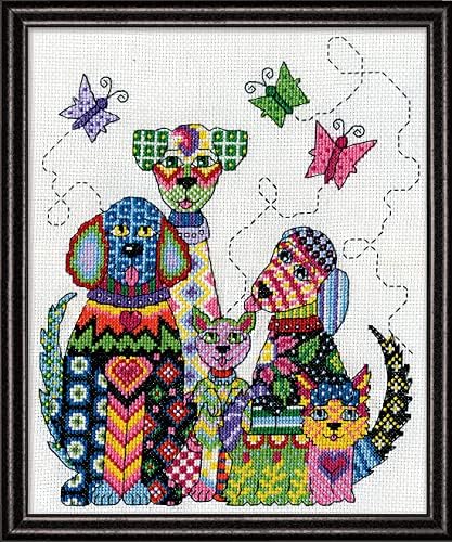 Design Works Crafts Patchwork Dogs Counted Cross Stitch Kit, Vários