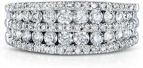 Abhi criou um diamante branco redondo de diamante 925 prata esterlina 14k ouro branco sobre diamante anel de aniversário