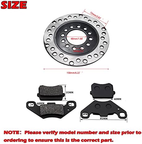 Pro Bat 158mm/6,22 Rotor do disco do freio dianteiro traseiro+pastilha de freio para 50cc 70cc 90cc 110cc 125cc Chinês Quad Taotao Boulder B1 Coolster 3050HD ATV Kids Four Wheeler Wheeler