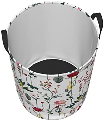 Lavanderia Questões de Flores Strawberries Ladybug Round Roundry Basket com alças para lavar roupa de banheiro