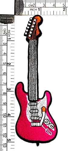 Kleenplus Pink Guitar Cartoon Ferro em Patches Atividades O logotipo bordado vestirá Jeans Jeans Jeans Backpacks Backpacks camisetas Acessórios Diy Costume Artes Música Música Patch Stick Moda