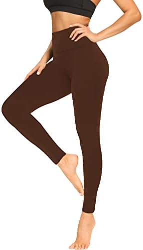 Leggings macias amanteigadas para mulheres - Controle de barriga de cintura alta sem ver através de calças de ioga de treino