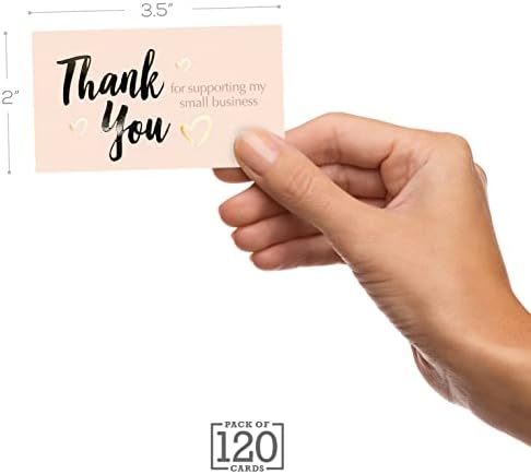 Easykart 120 Obrigado por apoiar meus pequenos cartões de visita, cartão de visita de folha de ouro 3,5 x2, agradecimento para lojas de varejo on -line, pequenas empresas, inserções de pacotes de clientes