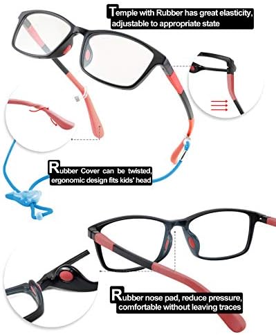 Feisedy Kids Blue Light Blocking Glasses Tpee Rubber Flexible Children Nerd Glasses Boys Girls B2630