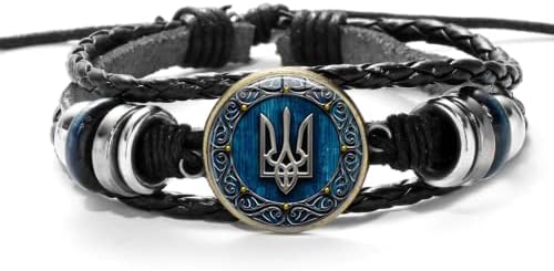 Pulseira ucraniana - pulseira da Ucrânia - Jóias Ucranianas - Ucrânia Tridente - Bandeira da Ucrânia Bracelets Ucrânia presente patriótico Pulseira ucraniana Ucraniano Presentes significativos para entes queridos