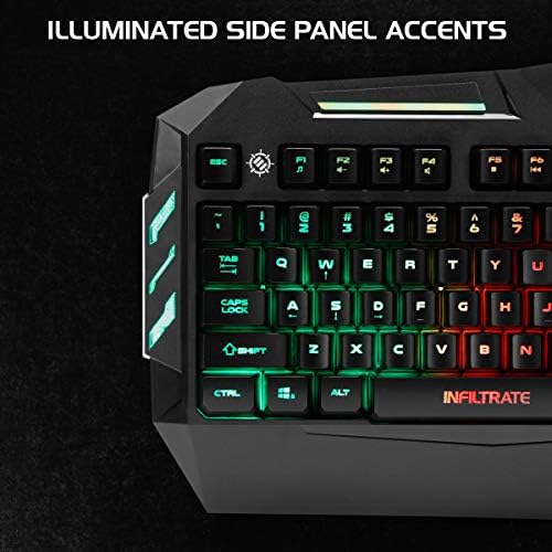 Melhorar o teclado infiltrado KL1 LED Gaming - teclado de retroilumação de várias cores com 2 modos de iluminação,