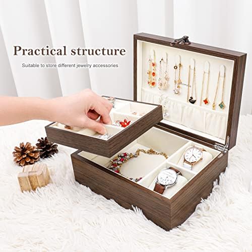 Caixa de organizador de jóias Homde com capa de vidro brilhante para relógios, colares, brincos, anéis, presente