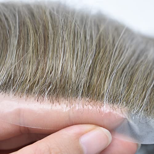 Toupee masculina de pele fina Remy Human Human Wigs para homens Toupe de pele ultra fina respirável para homens todos os peças de cabelo PU 0,04mm-0,06mm de elegantes
