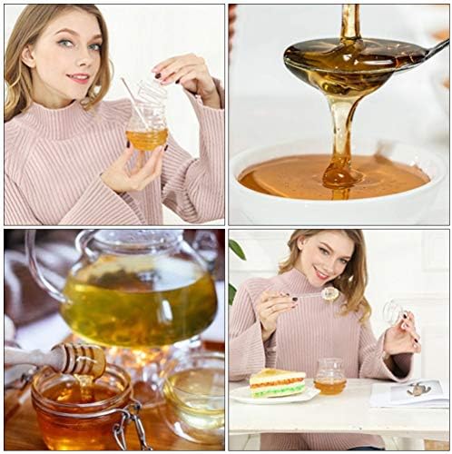 Recipientes de vidro de terrário de hemotão 1 conjunto de vidro de mel de mel jarra de mel com escorregador e tampa de calda de xarope de açúcar para cozinha em casa cozinha branca de vidro de vidro de vidro recipientes de alimentos recipientes