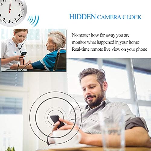 Newwings 1080p Wi -Fi Câmera Relógio de parede Cam escondidos com detecção de movimento, câmera de segurança interna para casa