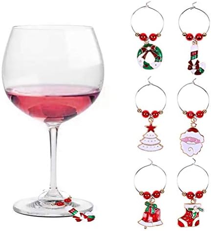 12pcs festa de natal pendente de vidro de vidro de copo de copo decorações de anel de metal decorações de natal
