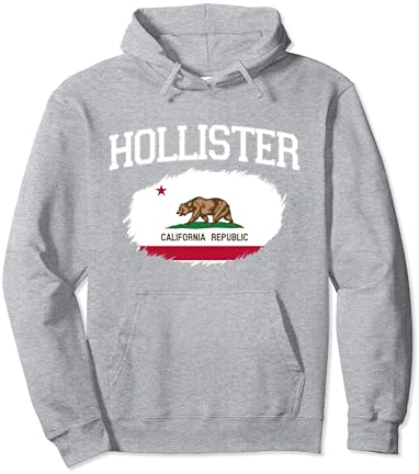 Hollister CA California Flag Vintage USA Sports Men Mull Pullover Hoodie