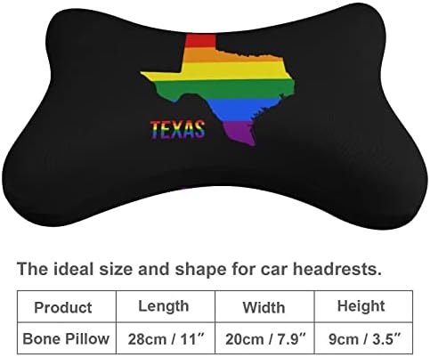 Mapa do estado do Texas no travesseiro de pescoço do carro da bandeira do arco -íris LGBT 2 PCs Coscada de cabeça de cabeça respirável