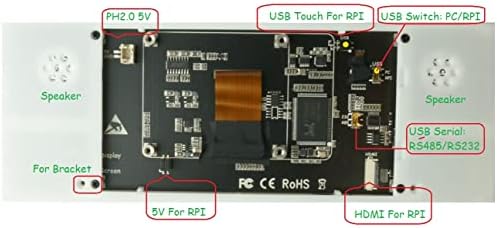 Eleclab Raspberry Pi monitor de tela sensível ao toque HDMI Visor LCD capacitivo LCD 1600x480 Caixa do alto -falante para Raspberry Pi 4b 3b+ 3b 3a+ 2b B+