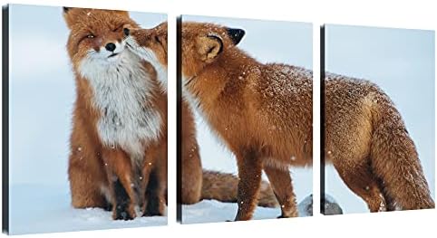 Fox Canvas Wall Art Decoração da vida selvagem Snow Red Fox Pictures na arte da parede de lona para decorações de escritório em casa