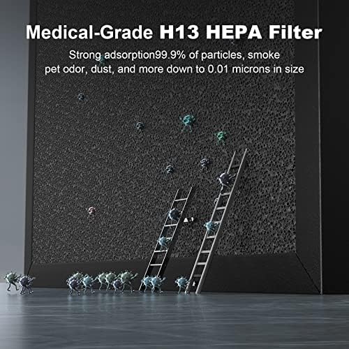 Purificador de ar para a sala grande: filtro de ar HEPA verdadeiro para alergias Pets Asthma Smoke Air Lipner - 2608 pés