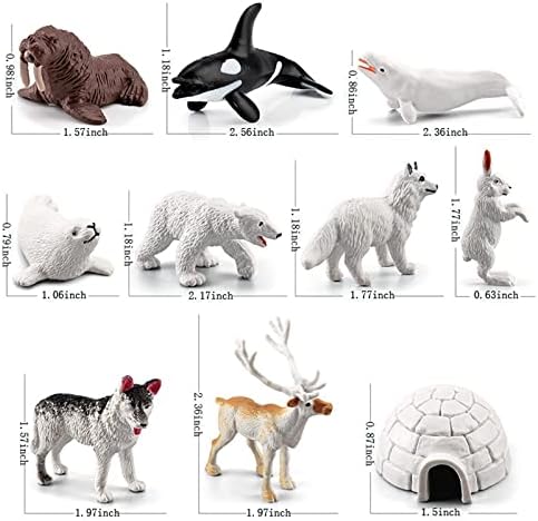SQDC Animais polares realistas Figuras de brinquedo Arctic Animal Figuras Playset de brinquedo inclui Iglu de raposa do coelho do