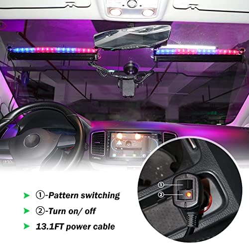 Winsgor Upgrade 2 em 1 Police Strobe Lights Bar for Vehicles Trucks 23 Padrões de flash 17 polegadas 32 LEDs Luz de aviso de