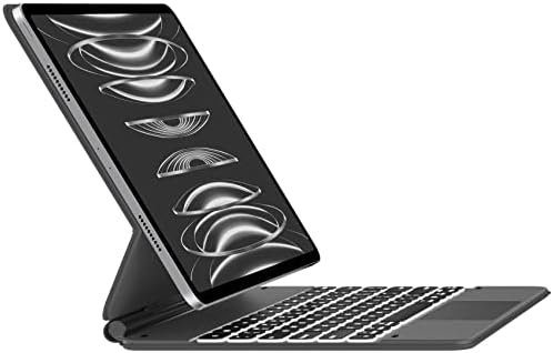 teclado magnético da borda da timpase compatível com iPad Pro 12,9 polegadas, trackpad multi-touch, 10 cores de luz de fundo compatível com iPad Pro 12.9 2021, 2020, 2018-Space Black