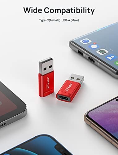 JSAUX USB-C Bloqueador de dados, USB-A para USB-C zagueiro feminino apenas para cobrança rápida, proteger contra suco, hacking de recusar, proporcionar um carregamento seguro-vermelho