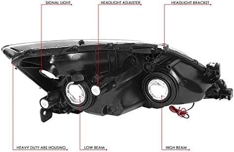 Compatível com Honda Accord 7th Gen UC1 Habitação preta do canto transparente farol com DRL Strip + 9006 LED Kit de conversão