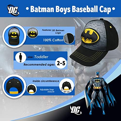 Batman-Logo Boys Flat Bill Snap Back Backball Baseball, Youth