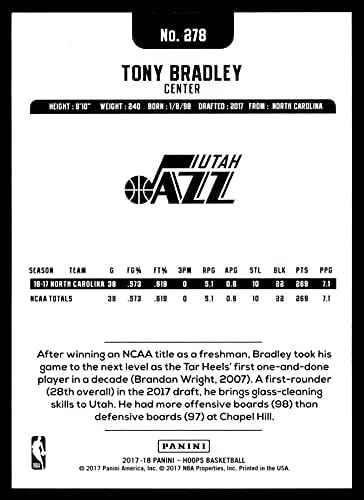 2017 HOOPS # 278 Tony Bradley Utah Jazz NM/MT Jazz UNC