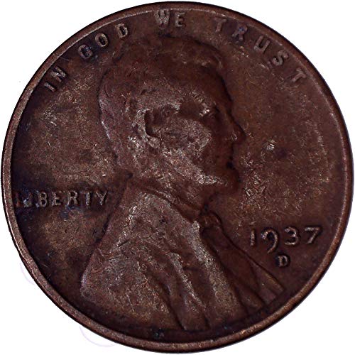 1937 D Lincoln Wheat Cent 1C muito bom