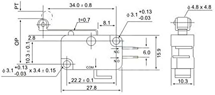 MGTCAR 1PCS V-15-1C25 15A Micro limite interruptor Push Button SPDT Momentário Snap Action Polcheing Switch, interruptor de