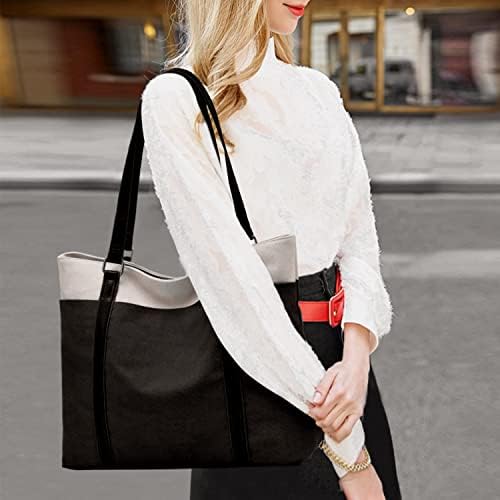 Saco de sacola de laptop Kamlui para mulheres grandes bolsas de trabalho de bolsa de bolsa de bolsa de bolsa de bolsa de bolsas de bolsa de bolsas de bolsa encaixam em laptop de 15,6 polegadas, preto
