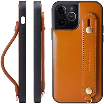 Hanatora] iPhone 13 Pro Case Italian Leather Book Celra de couro Correia pescoço atribuído TGH-13Pro-laranja laranja laranja
