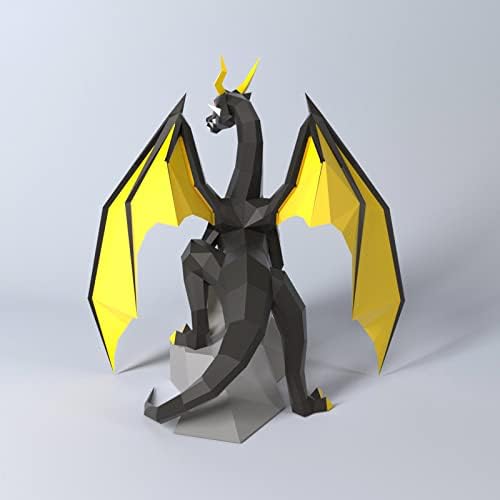 Com vista para o modelo Flying Dragon 3D Modelo de papel Diy Troféu criativo Origami Puzzle Geométrico Escultura Handmade Decoration