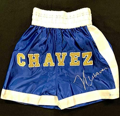 Julio Cesar Chavez Autograph Autógrafo Belas Blue/Gold de boxe ~ Beckett Bas Coa - Restas de boxe autografadas e troncos