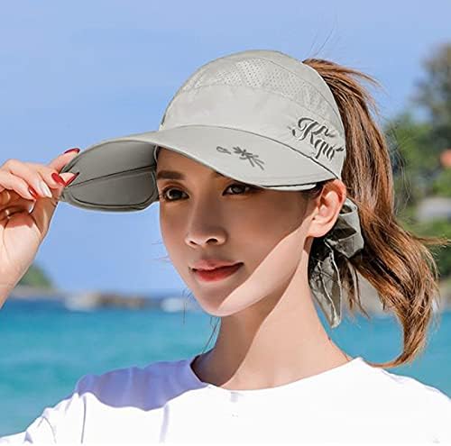 Chapéus de viseira solar para mulheres dobráveis ​​Brim Beach Sunshtas 2022 Summer SPF50+ Protection Golf Visores