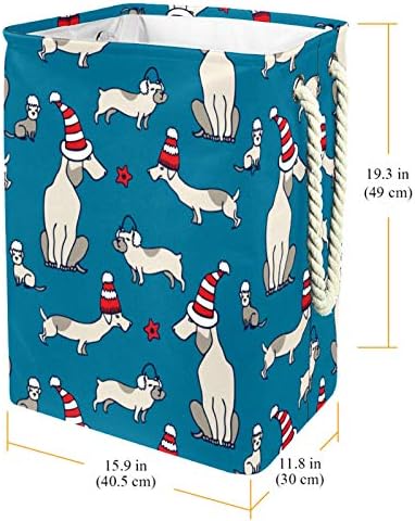 Indicultura de lavanderia cesto chapéu de natal dachshund cães cães dobráveis ​​cestas de lavanderia de lavar roupa