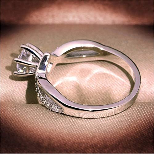 Anel de diamante banhado a prata Tuu, anel de agrupamento de diamantes, anel de diamantes empilháveis ​​para mulheres/meninas