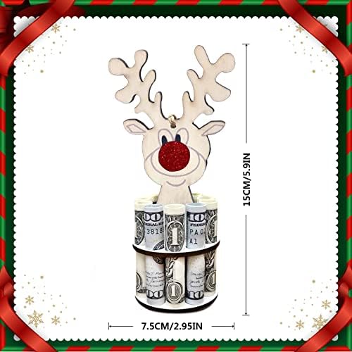 Almda Christmas Solicista de dinheiro exclusivo, porta -presente em árvore de dinheiro, ornamentos de árvore de Natal de madeira feitos à mão, renas, boneco de neve, criativo para família e amigos